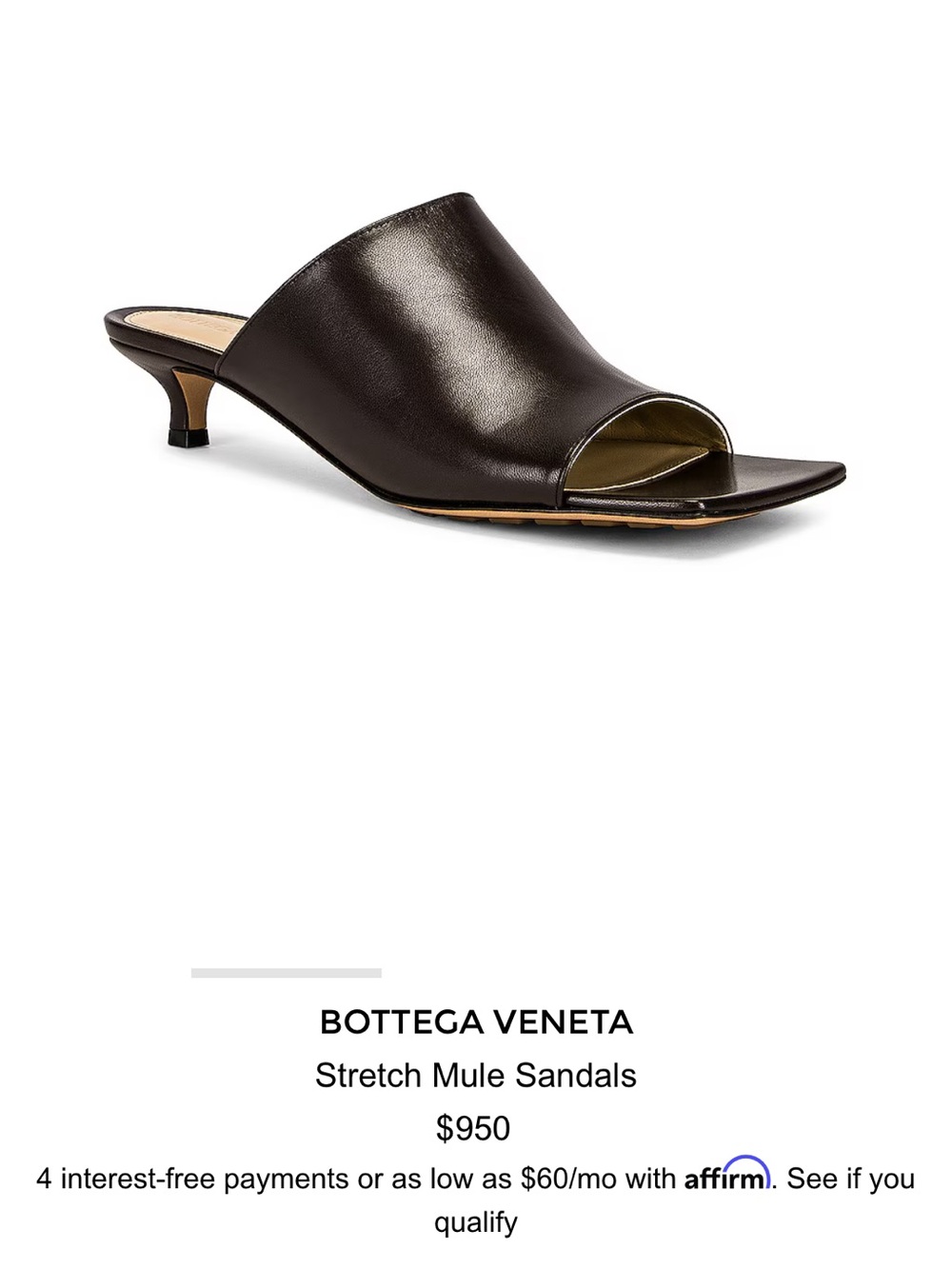 Bottega Veneta Dark Brown Leather Open-Toe Kitten Heel Mules